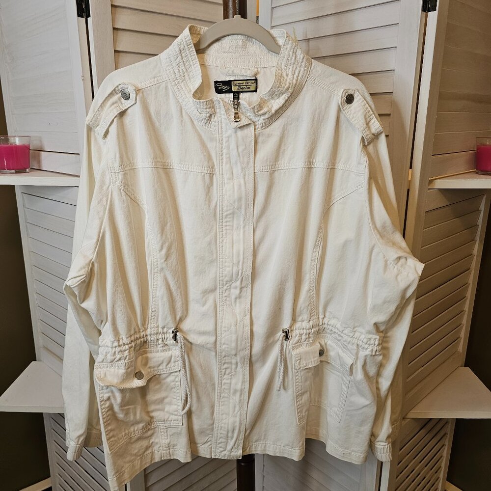 Susan Betro Denim, Plus Size 4XL, White Jacket